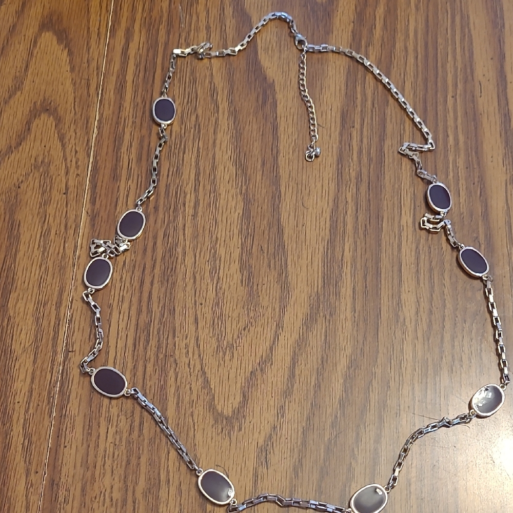 Vintage Gold-Tone Necklace with Brown Oval Links